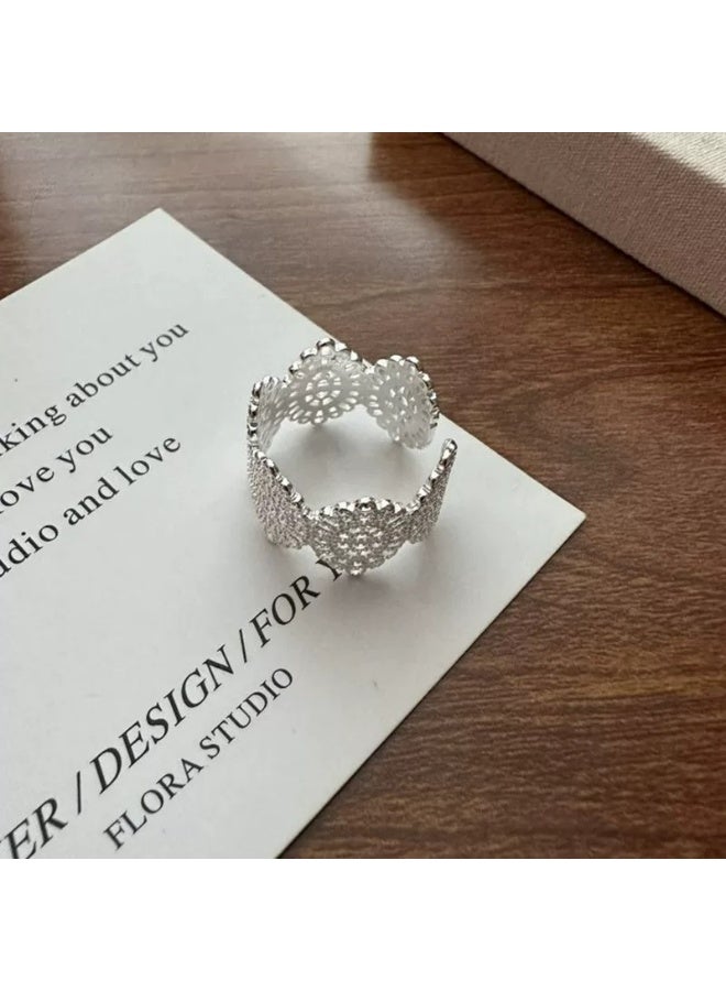 Vintage Lace Pattern Sterling Silver Open Ring - Image 4